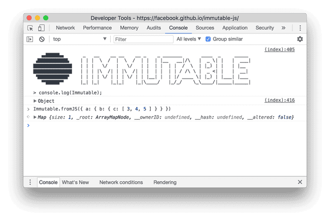 immutablejs without formatter